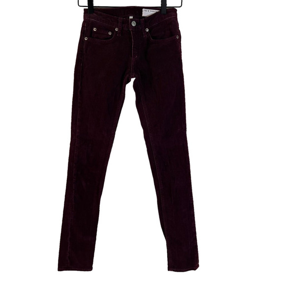Rag & Bone Womens Skinny Jeans Red Pockets Low Rise Corduroy 24 - Picture 1 of 9
